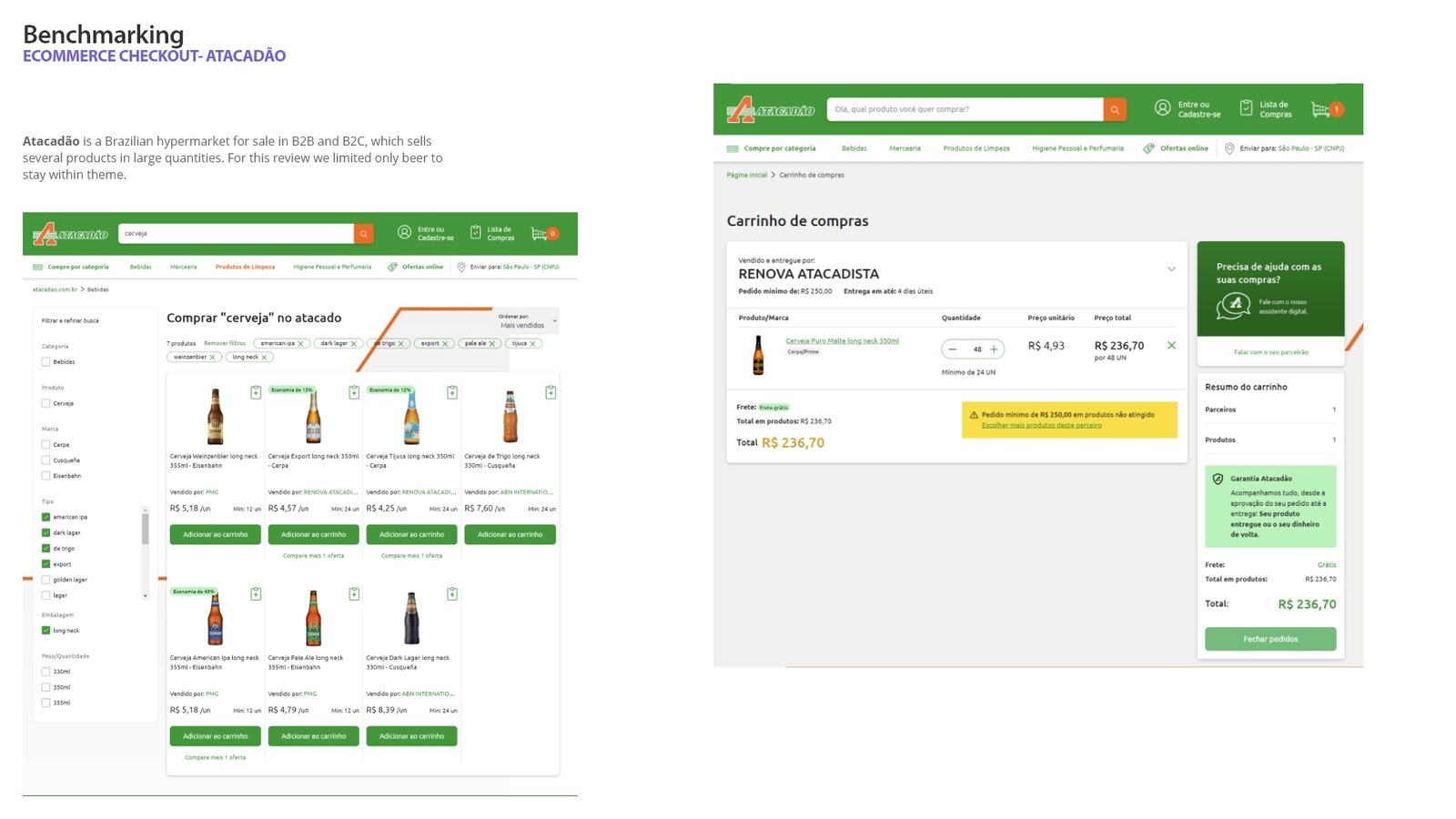 Atacadão wholesale cart page with quantity selectors