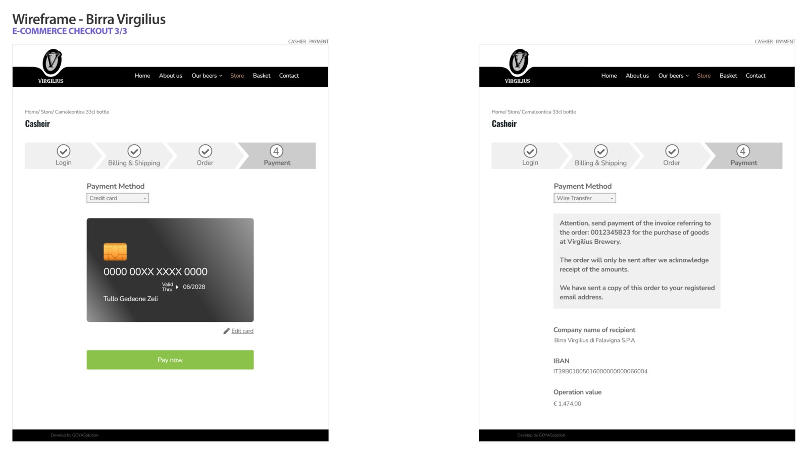Checkout wireframe, screen 3 of 3