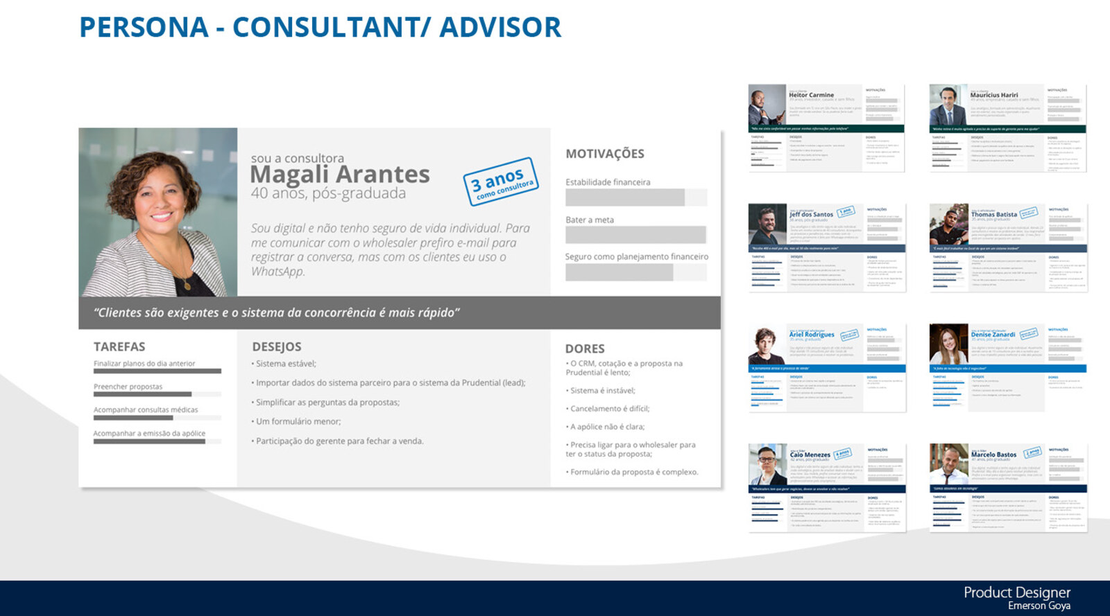 Full set of 10 advisor and consultant personas with tasks, wishes and pain points